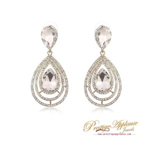 Clear Zircon Trendy Tear drop Crystal 18k Gold plate Cocktail Party Earring