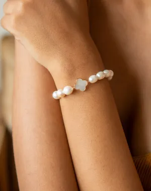 Clover Beaded Pearl Bracelet