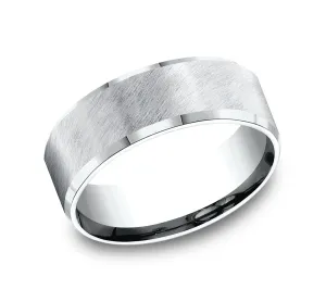 Cobalt Chrome Men's Ring 8MM Beveled Edges with Satin Finish - Size 10