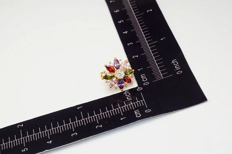 Colorful Flower Earrings for Women Zircon Crystal Hoop Fashion Brand Earrings With Gift