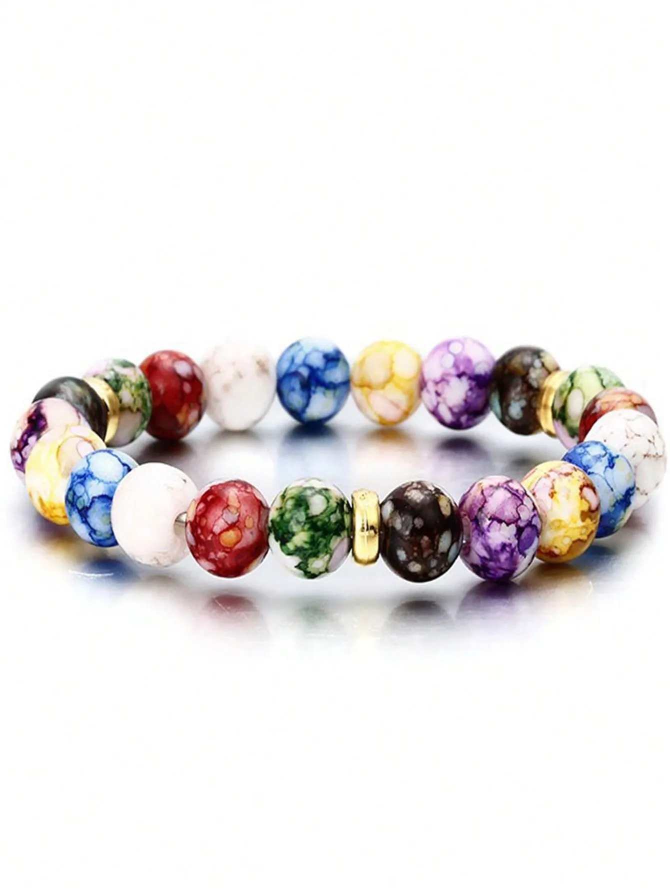 Colorful Marble Pattern Beaded Bracelet Women Bracelet Stackable Bracelet