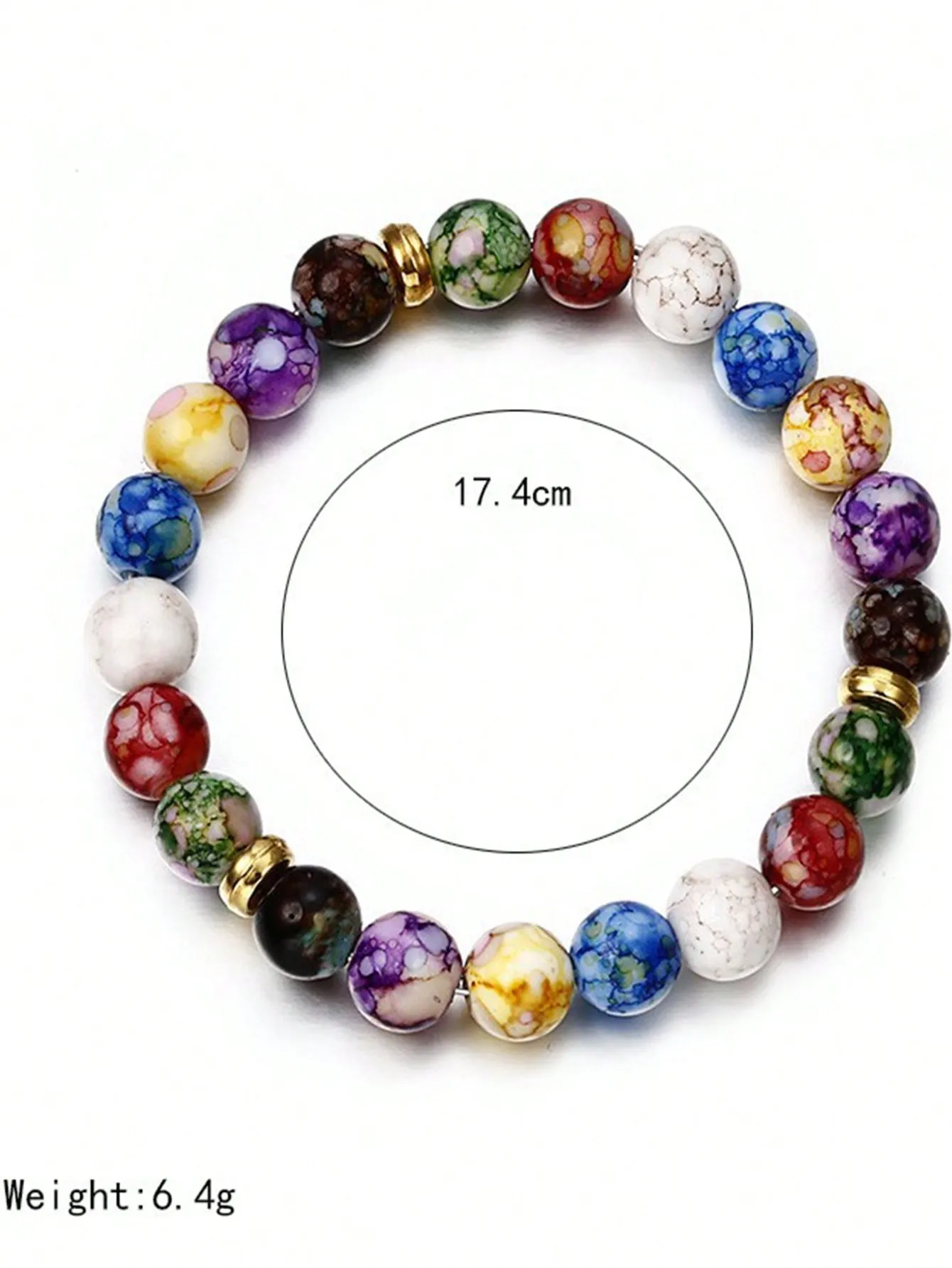 Colorful Marble Pattern Beaded Bracelet Women Bracelet Stackable Bracelet