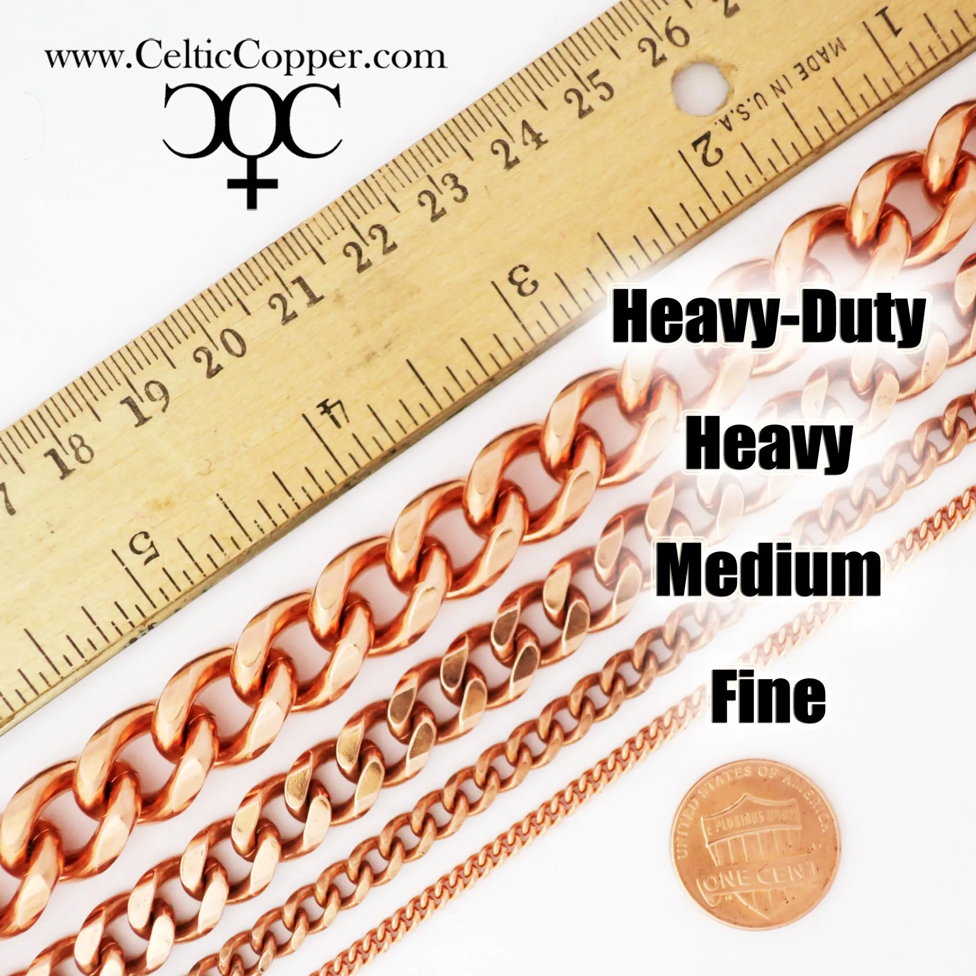 Copper Necklace Chain Set For Men Heavy Duty 18" Curb Chain Necklace And Matching Bracelet SET7918