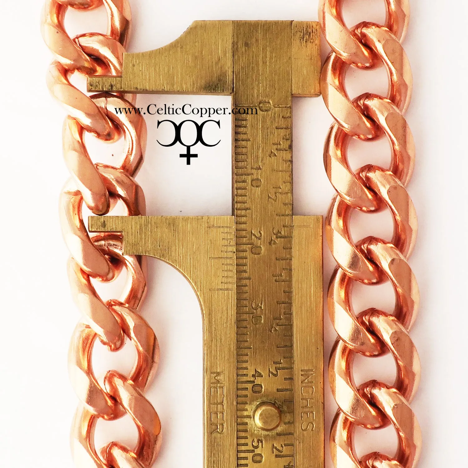Copper Necklace Chain Set For Men Heavy Duty 18" Curb Chain Necklace And Matching Bracelet SET7918