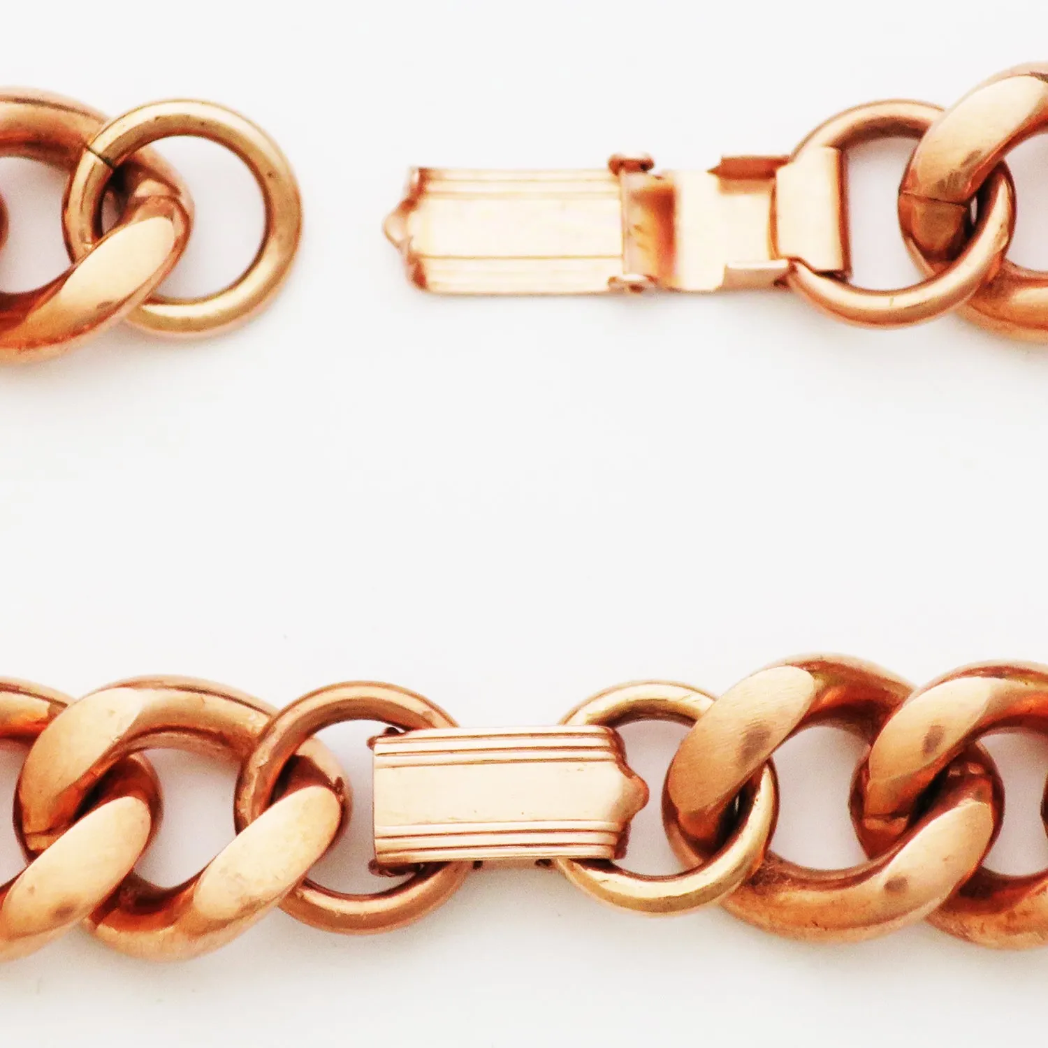 Copper Necklace Chain Set For Men Heavy Duty 18" Curb Chain Necklace And Matching Bracelet SET7918