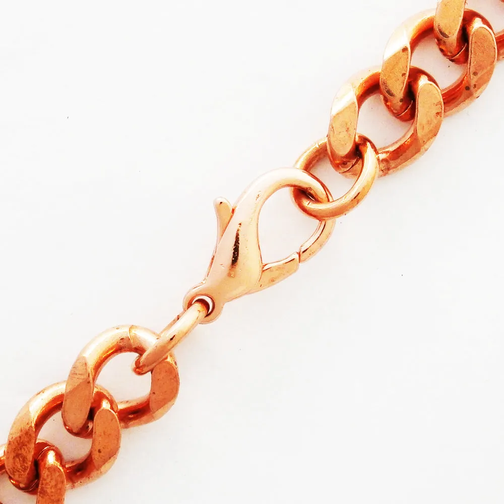 Copper Necklace Chain Set For Men Heavy Duty 18" Curb Chain Necklace And Matching Bracelet SET7918