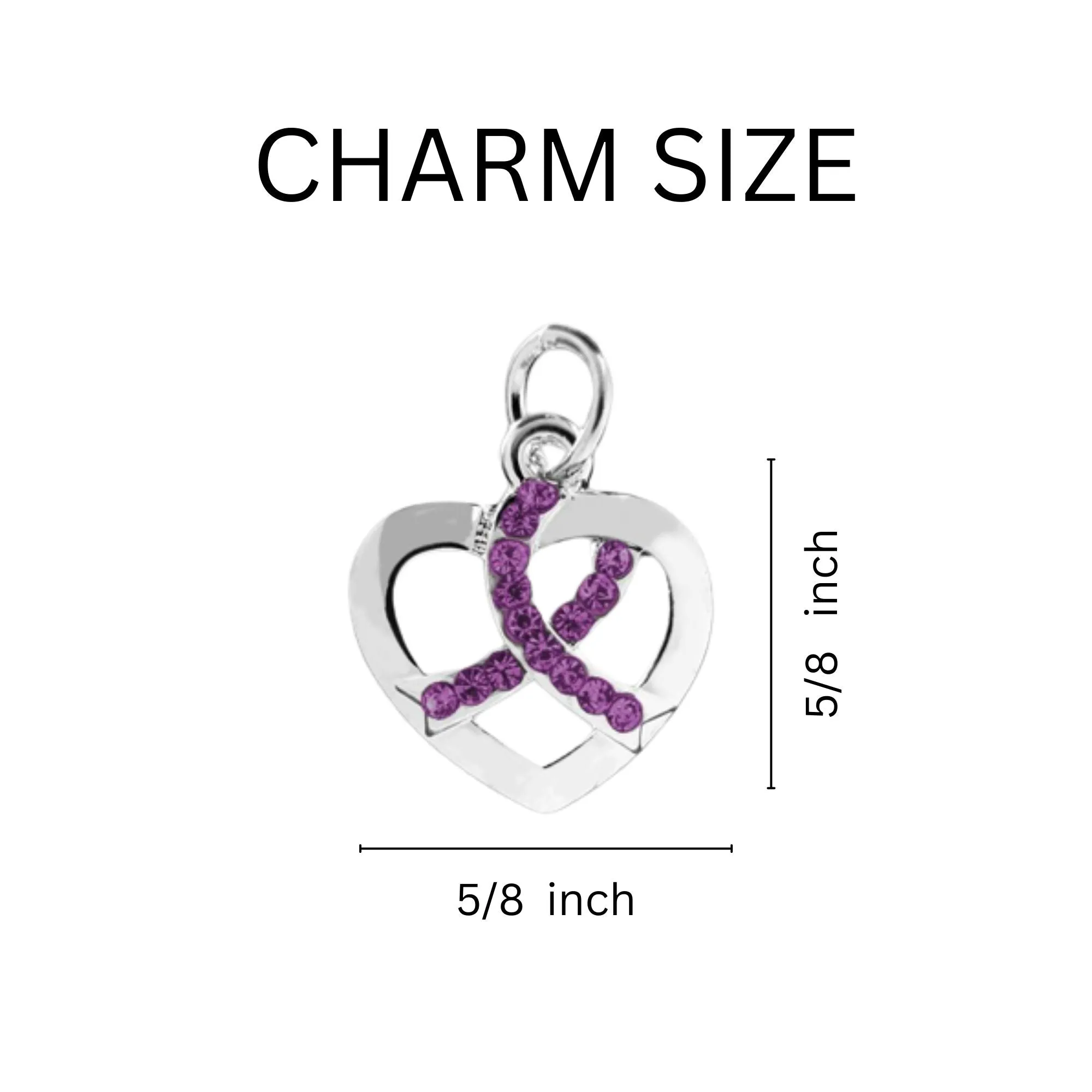 Crystal Purple Ribbon Silver Heart Necklaces