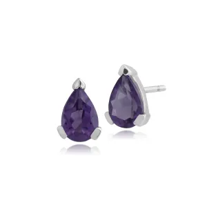 Damen 375 Gold 9ct Gold Birne Amethyst Classic Claw Ohrringe Lila 6.5x4mm