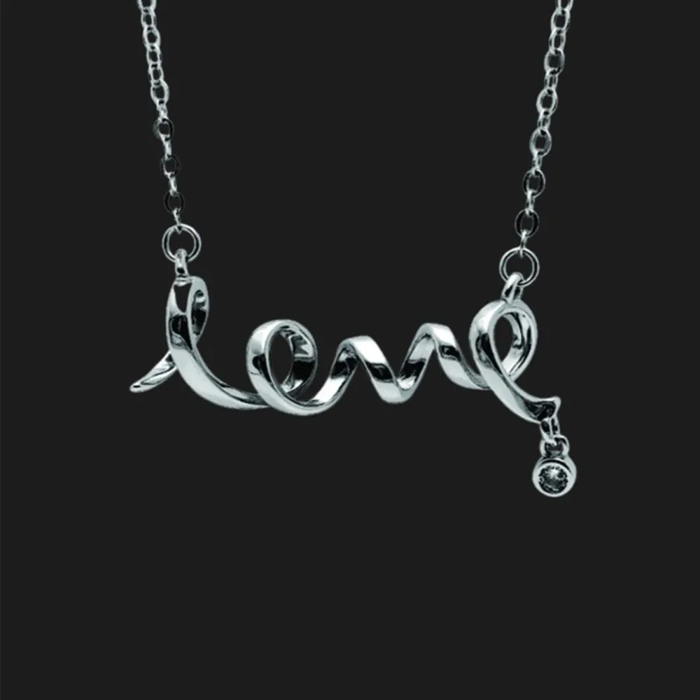 Daughter Love Script Necklace Greeting Card Boxed, Sterling Silver