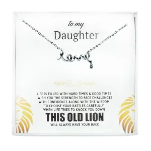Daughter Love Script Necklace Greeting Card Boxed, Sterling Silver