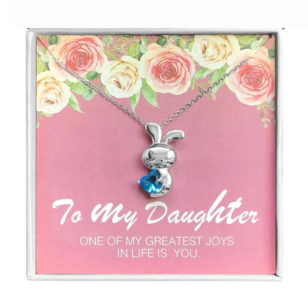 Daughter Love Script Necklace Greeting Card Boxed, Sterling Silver