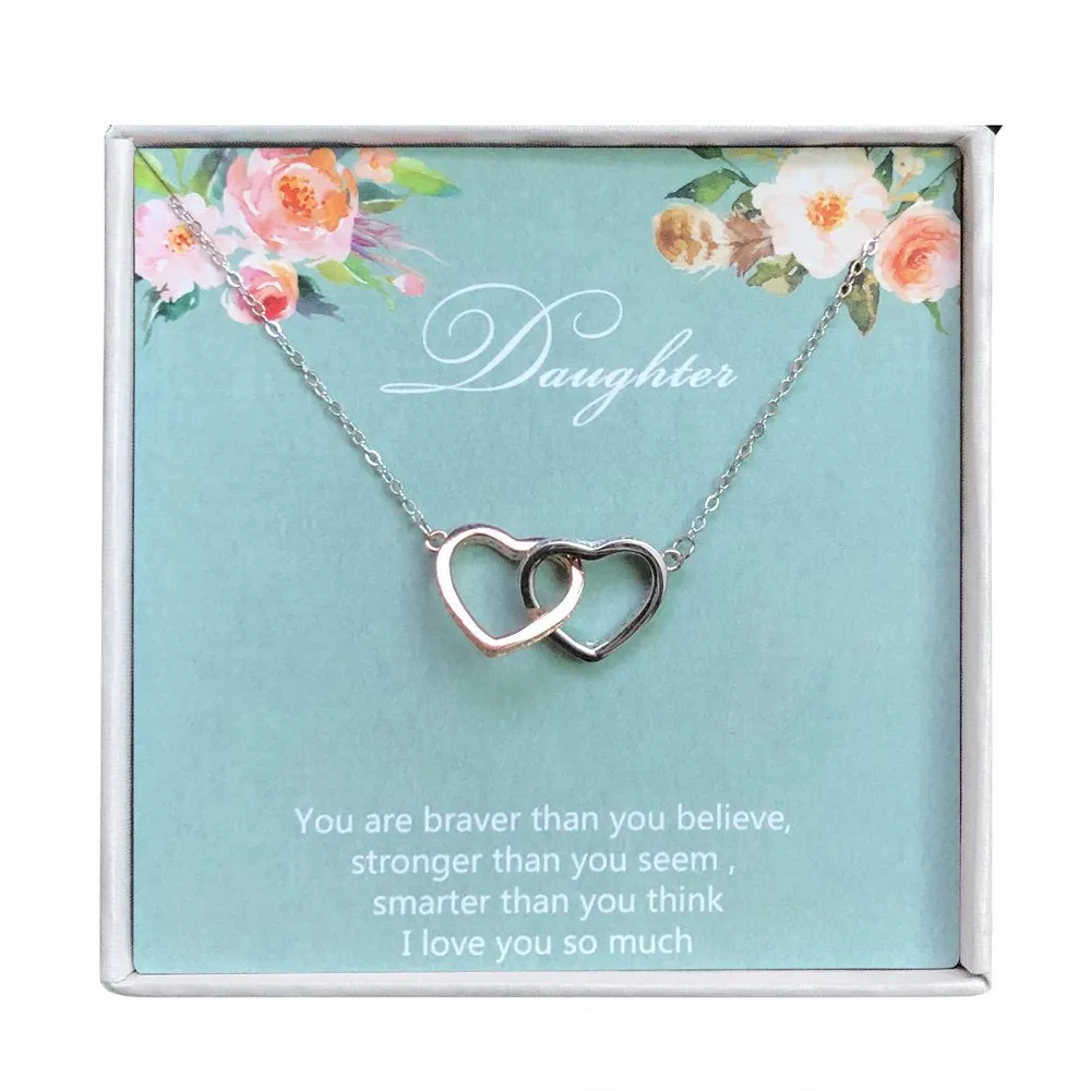 Daughter Love Script Necklace Greeting Card Boxed, Sterling Silver