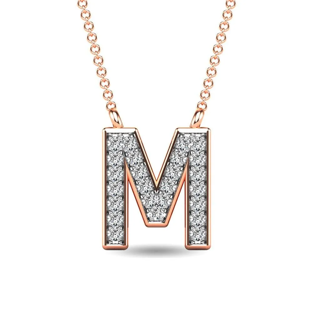 Diamond 1/20 Ct.Tw. Letter M Pendant in 10K Rose Gold