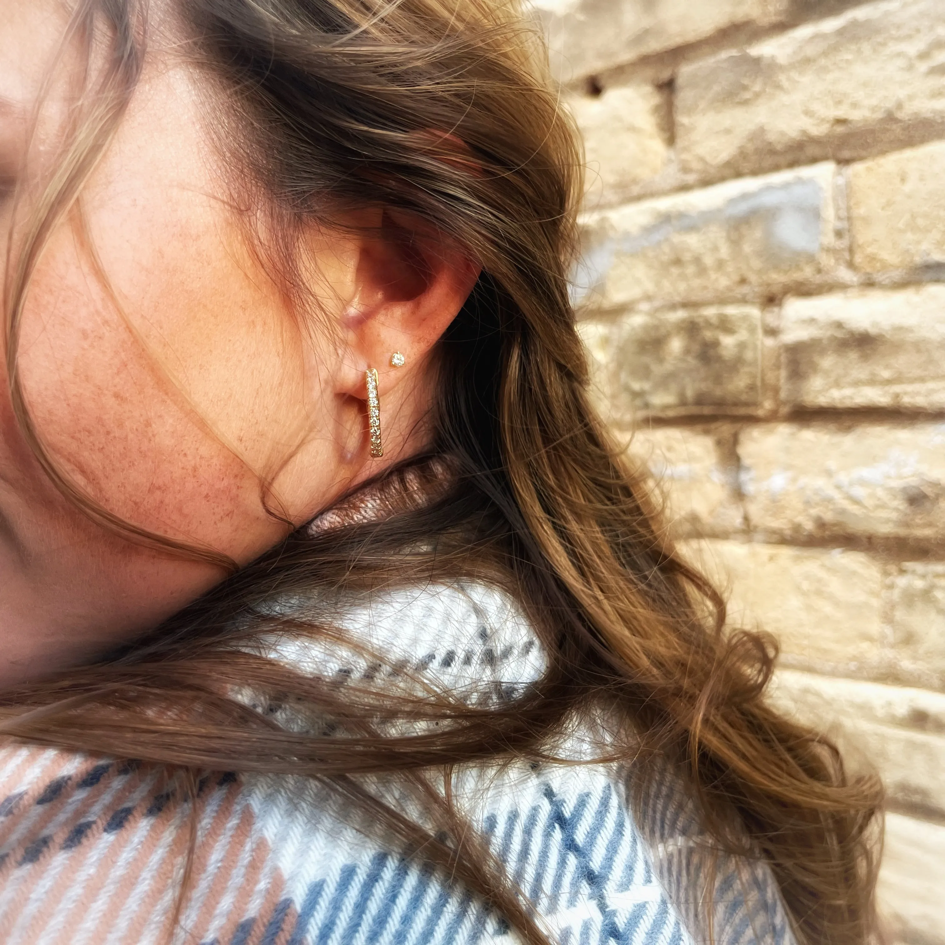 Diamond In and Out Huggie Hoops