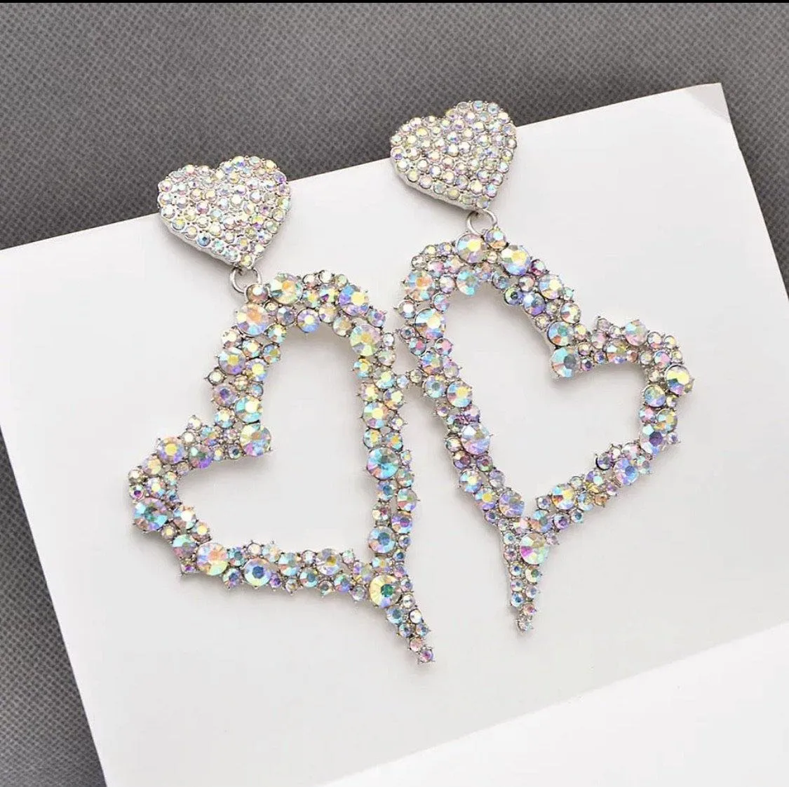 Diamond Love Heart Crystal Earrings