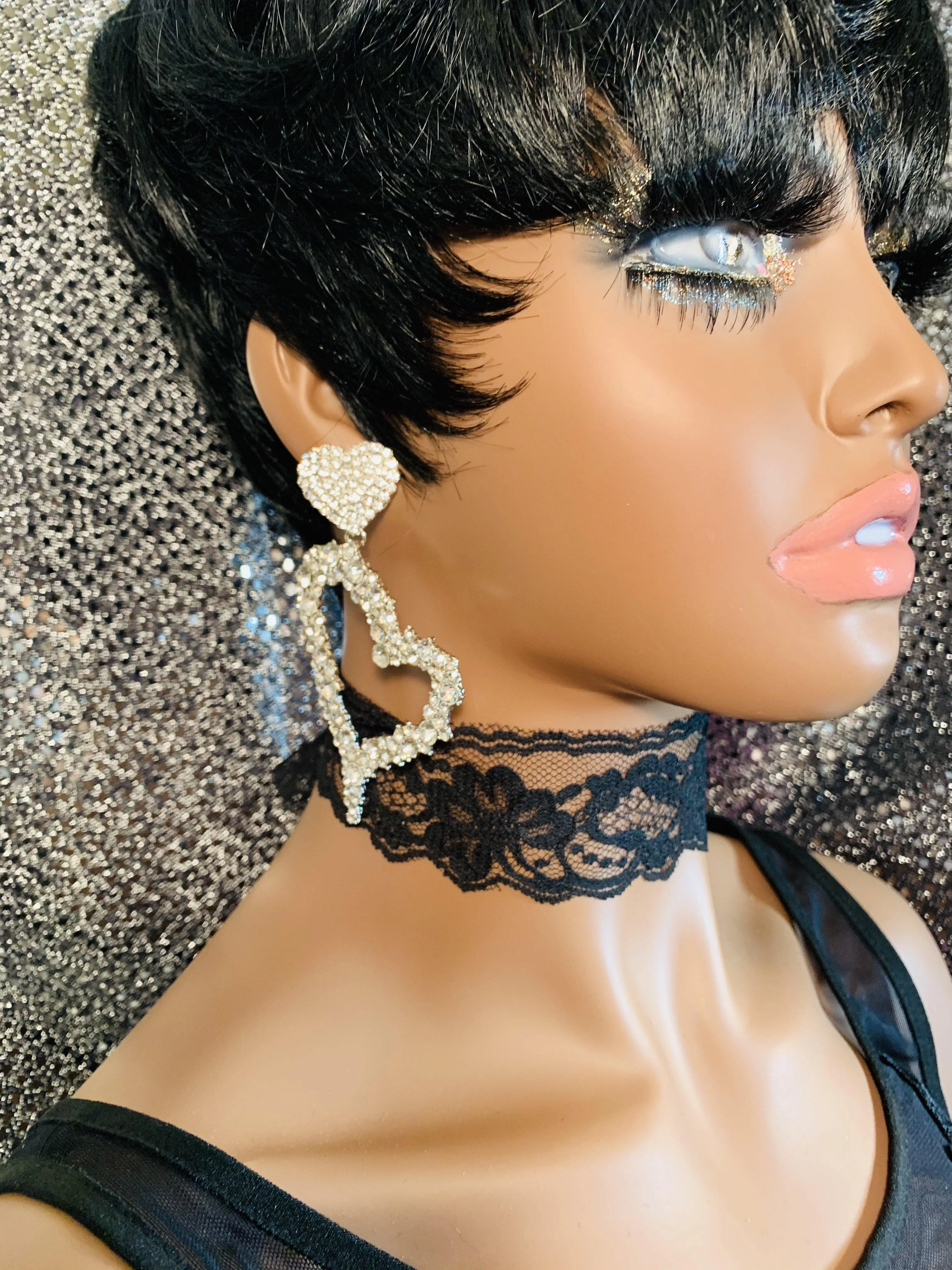 Diamond Love Heart Crystal Earrings