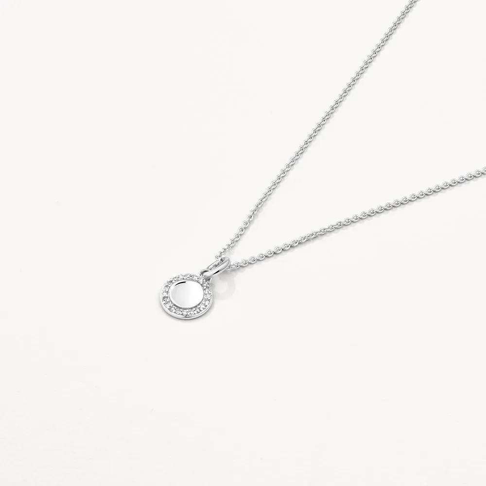 Diamond Mini Disc Necklace in Silver