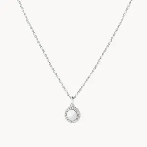Diamond Mini Disc Necklace in Silver
