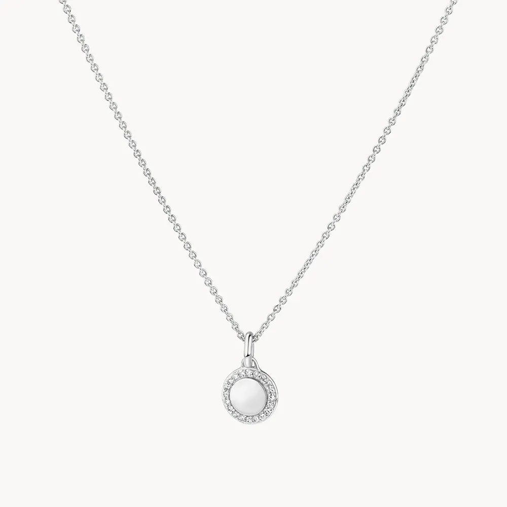 Diamond Mini Disc Necklace in Silver