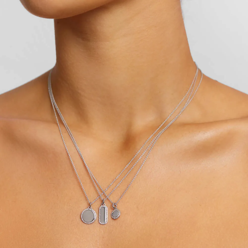Diamond Mini Disc Necklace in Silver