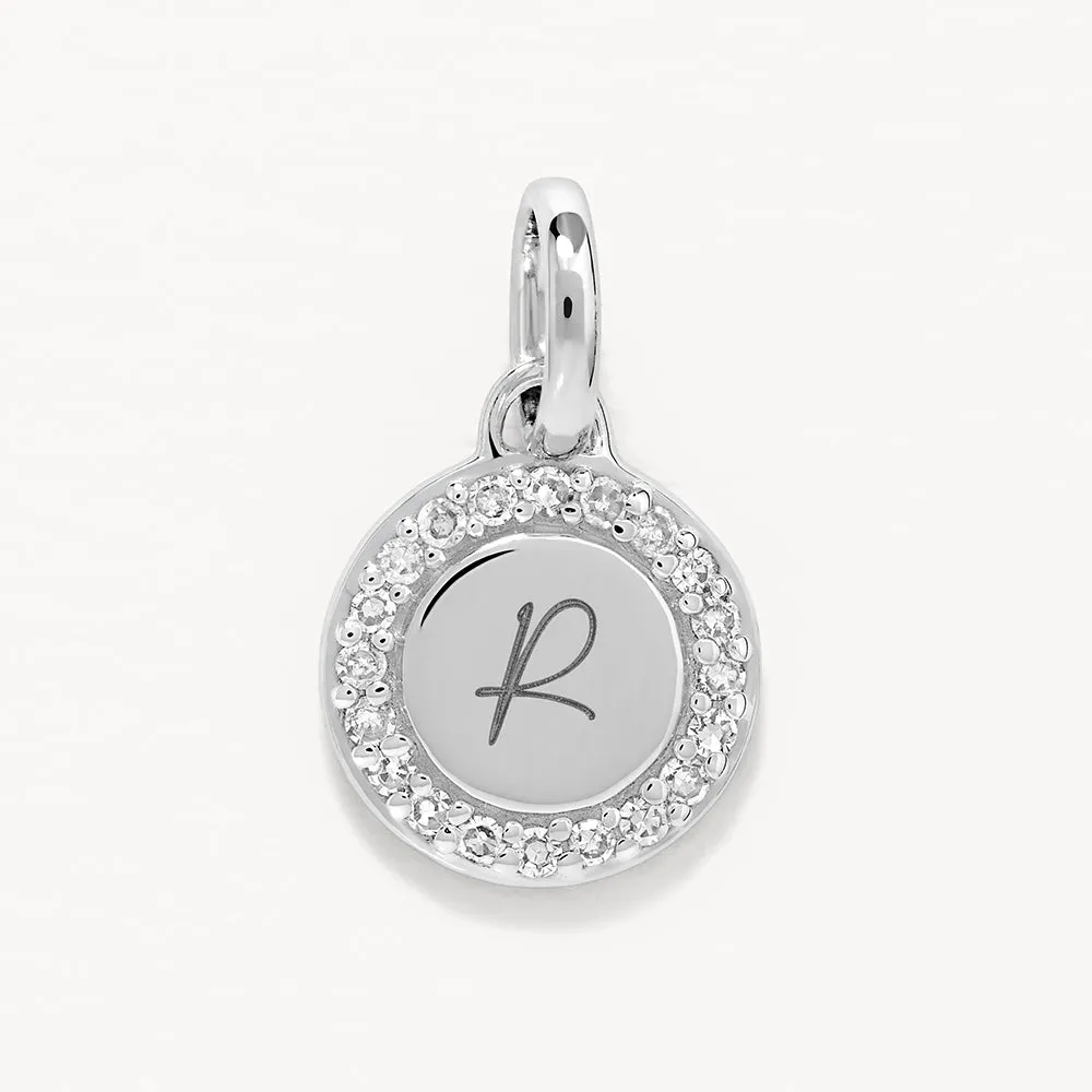 Diamond Mini Disc Necklace in Silver