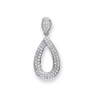 Diamond Pave Tear Drop Pendant Necklace 0.20ct H-SI in 9K White Gold