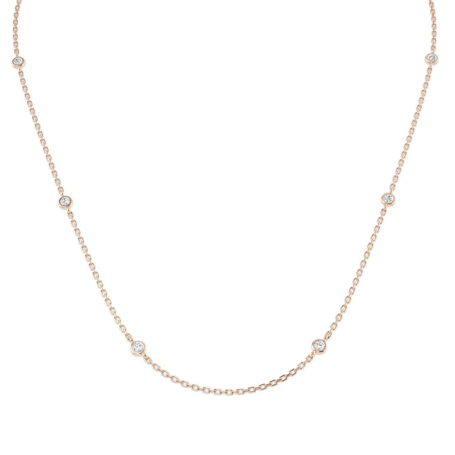 Diamond Yard Necklace 30 Inch 2.40ct F-VS Quality in 18k Rose Gold