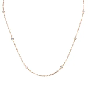 Diamond Yard Necklace 30 Inch 2.40ct F-VS Quality in 18k Rose Gold