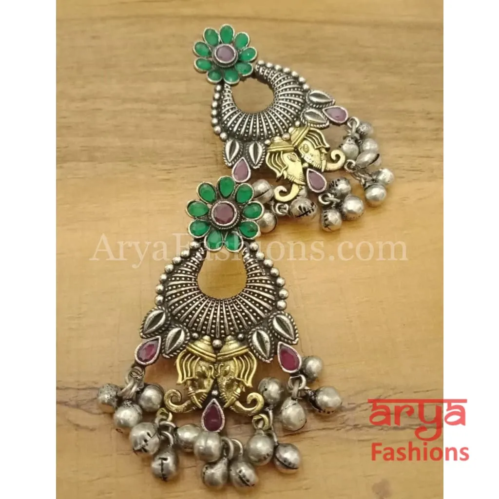 Dual Tone Silver Oxidized Indian Trendy/Oxidized Silver Earrings