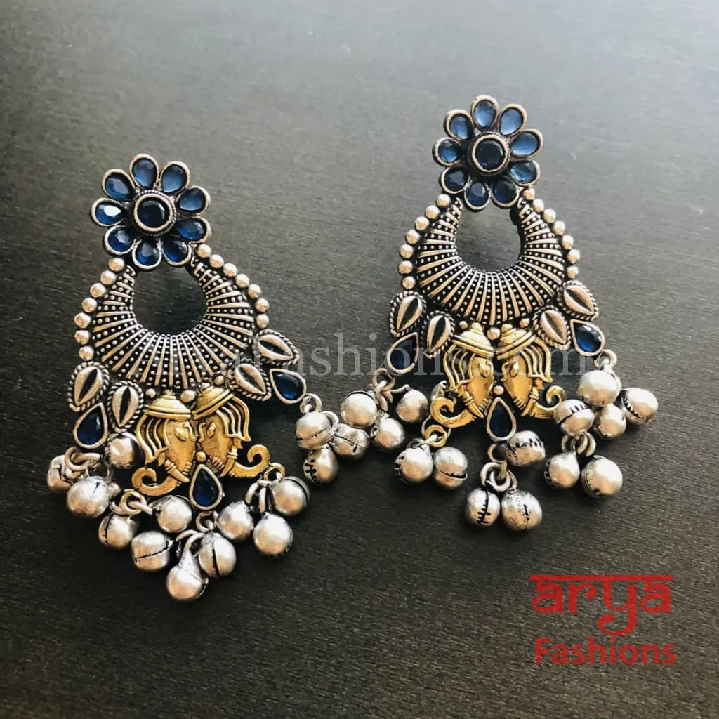 Dual Tone Silver Oxidized Indian Trendy/Oxidized Silver Earrings
