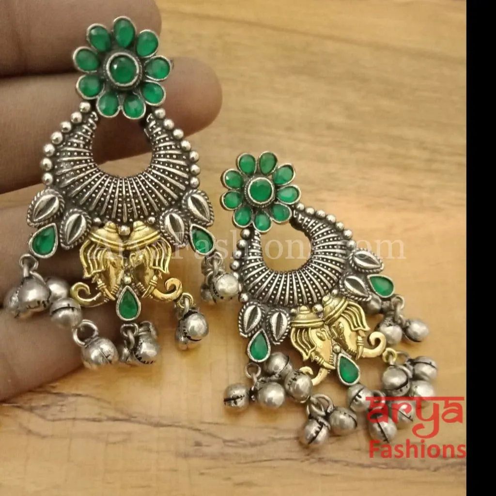 Dual Tone Silver Oxidized Indian Trendy/Oxidized Silver Earrings
