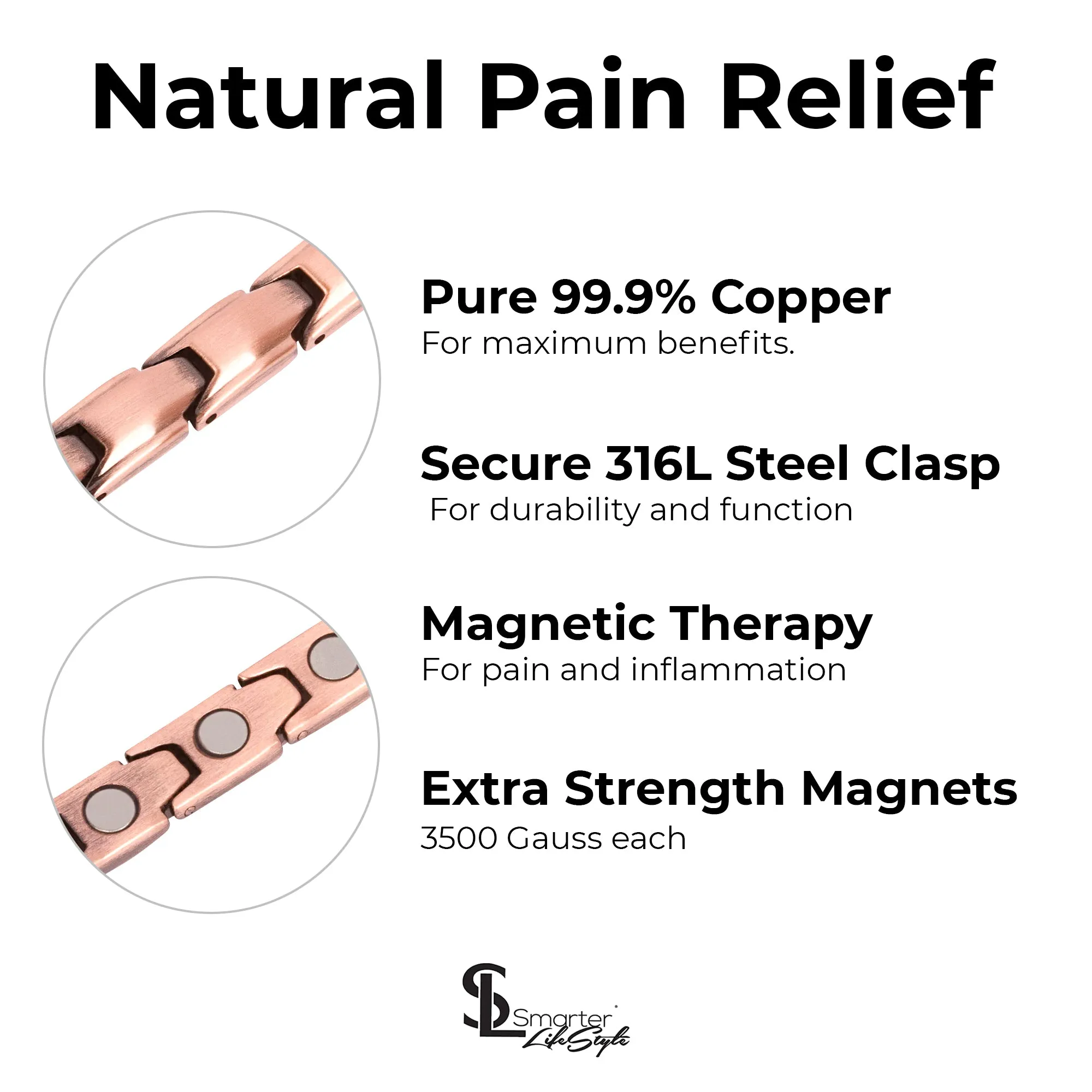 Elegant Women's Pure Copper Magnetic Therapy Anklet/Large Bracelet