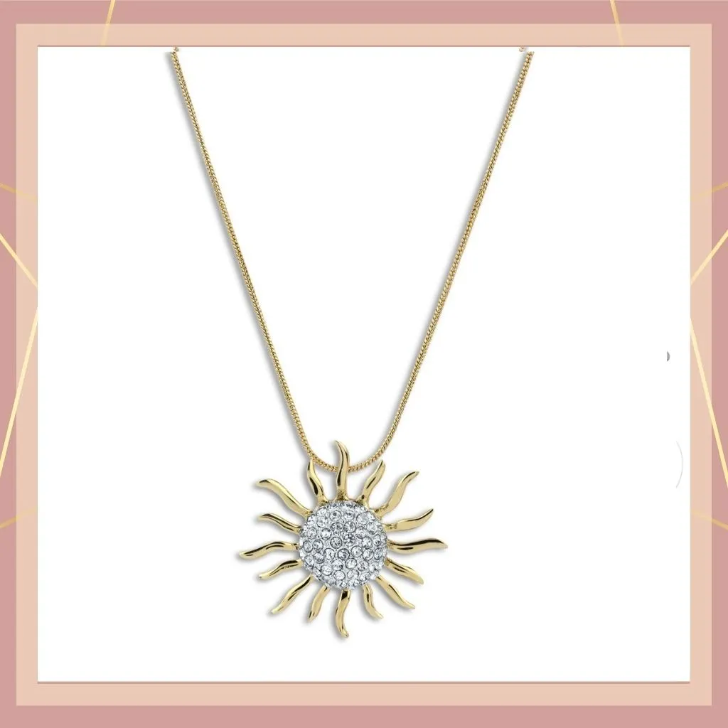 Estele Gold & Rhodium Plated Incandesce Pendant Necklace with White Austrian Crystals for Women