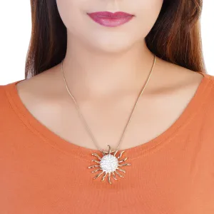 Estele Gold & Rhodium Plated Incandesce Pendant Necklace with White Austrian Crystals for Women