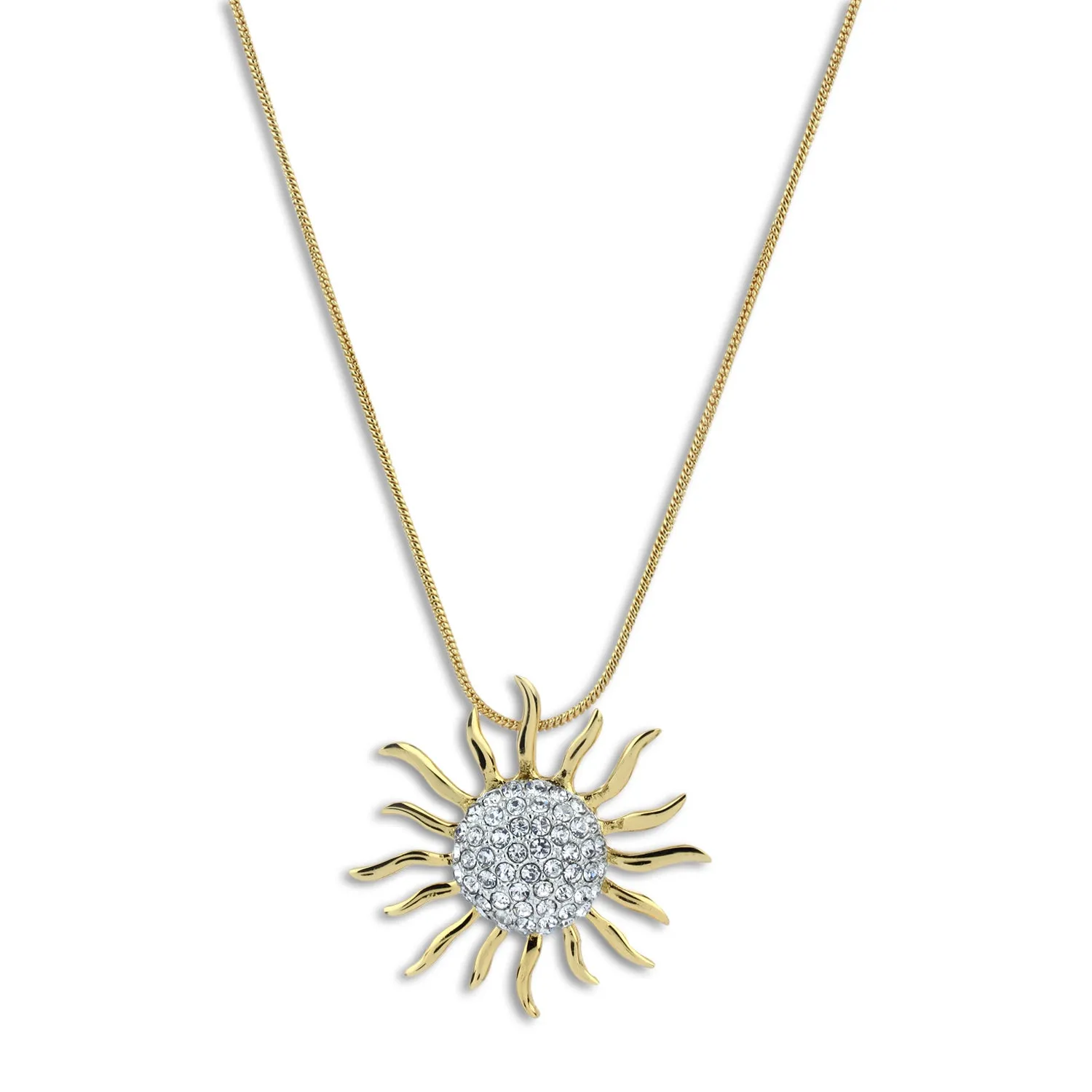 Estele Gold & Rhodium Plated Incandesce Pendant Necklace with White Austrian Crystals for Women