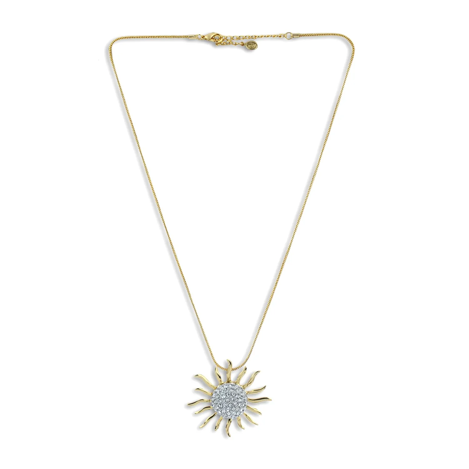 Estele Gold & Rhodium Plated Incandesce Pendant Necklace with White Austrian Crystals for Women