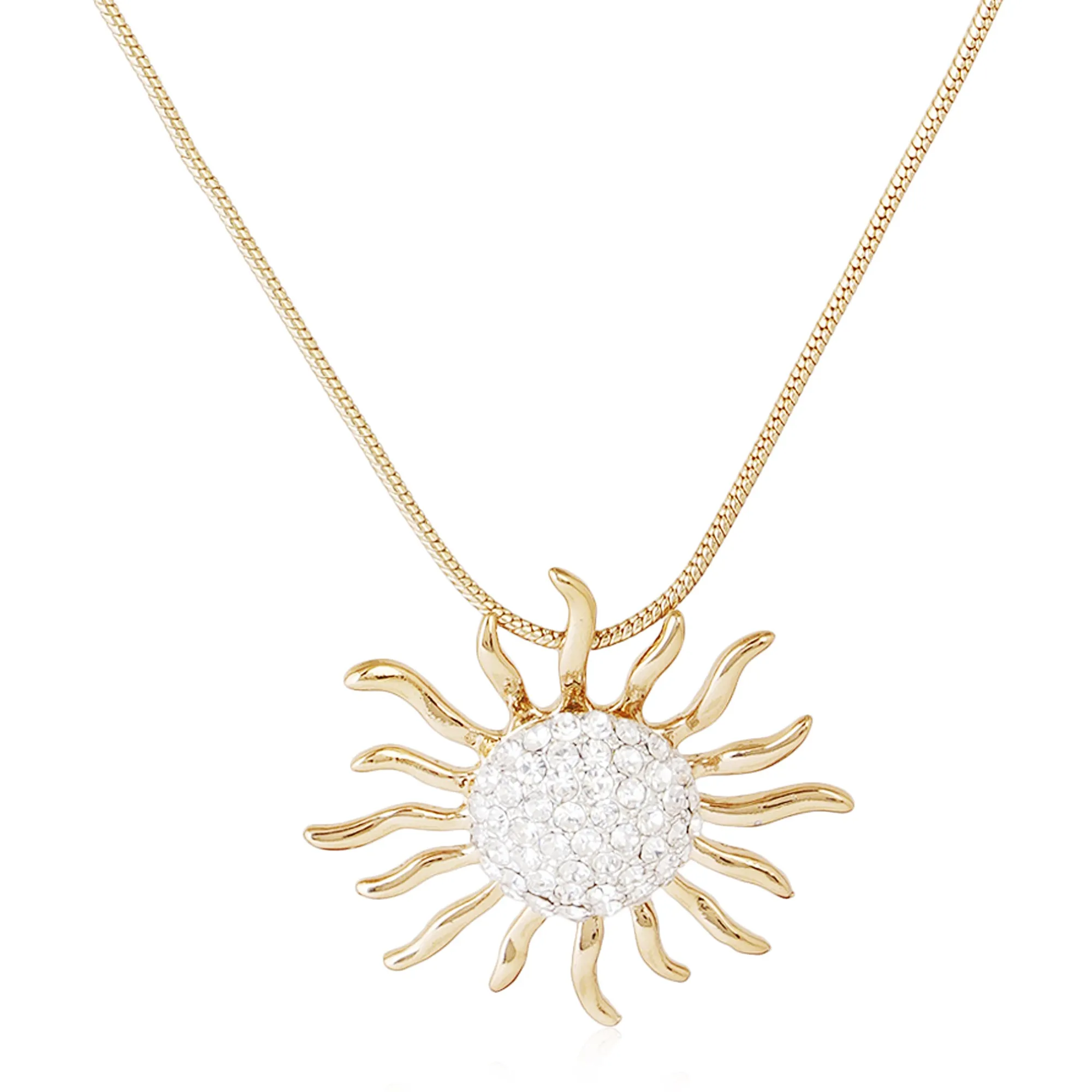 Estele Gold & Rhodium Plated Incandesce Pendant Necklace with White Austrian Crystals for Women