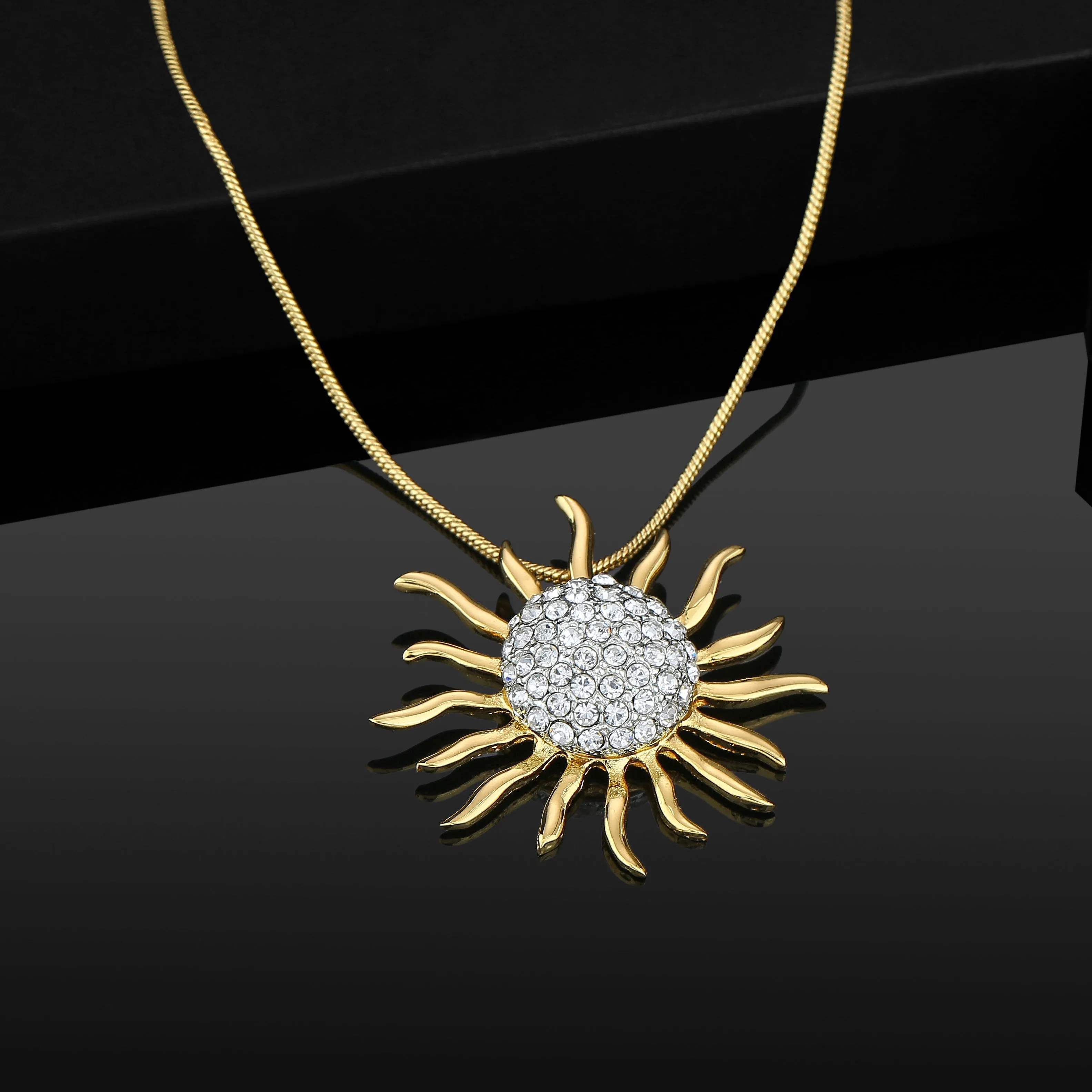 Estele Gold & Rhodium Plated Incandesce Pendant Necklace with White Austrian Crystals for Women