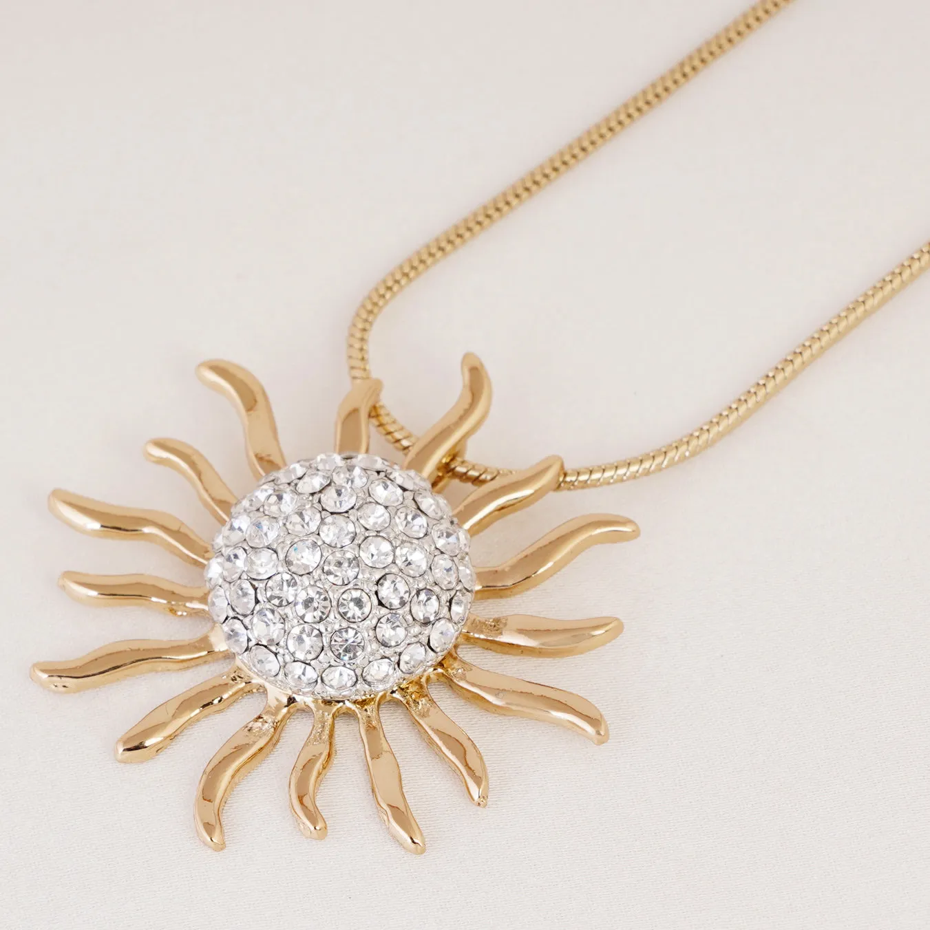 Estele Gold & Rhodium Plated Incandesce Pendant Necklace with White Austrian Crystals for Women
