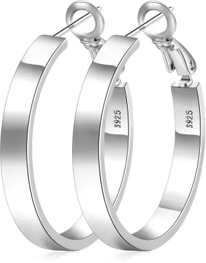 EXGOX Silver Hoop Earrings for Women - Sterling Silver & 14K Gold Plated - Hypoallergenic 925 Silver - Big Hoop Earrings (30/40/50/60/70mm)