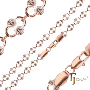 Fancy sequin link chains plated in Rose Gold two tone
