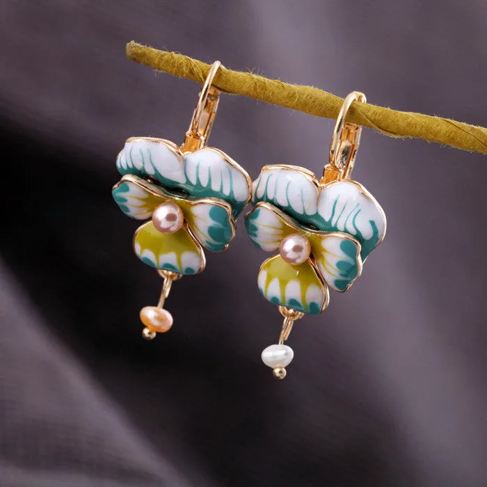 Fashion accessories oil phalaenopsis flower women's sweet earrings