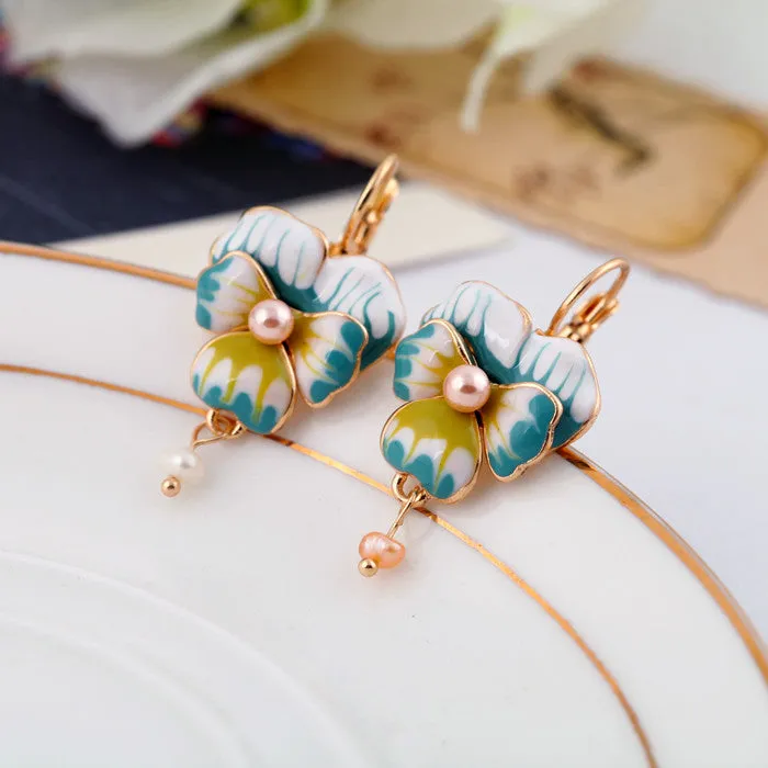 Fashion accessories oil phalaenopsis flower women's sweet earrings