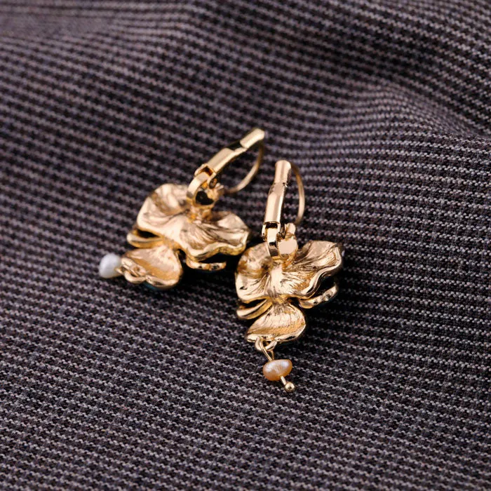 Fashion accessories oil phalaenopsis flower women's sweet earrings