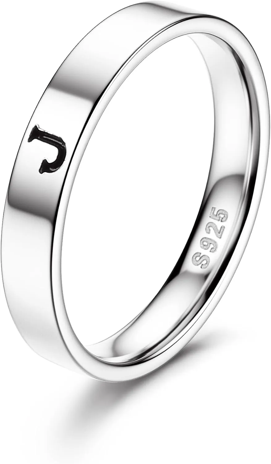 Florideco 925 Sterling Silver Initial Rings for Women Non Tarnish Dainty Stackable Letter Ring Simple Alphabet Thumb Knuckle Rings Trendy Statement Promise Wedding Bands Engagement Rings for Women
