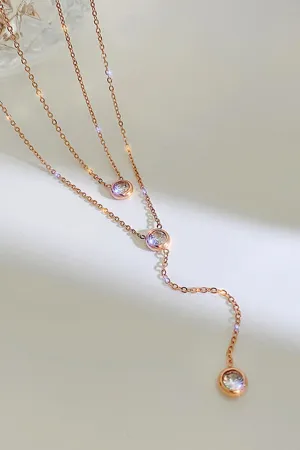 Flytonn-Valentine's Day gift Double Layered Sparkling Pendant Necklace