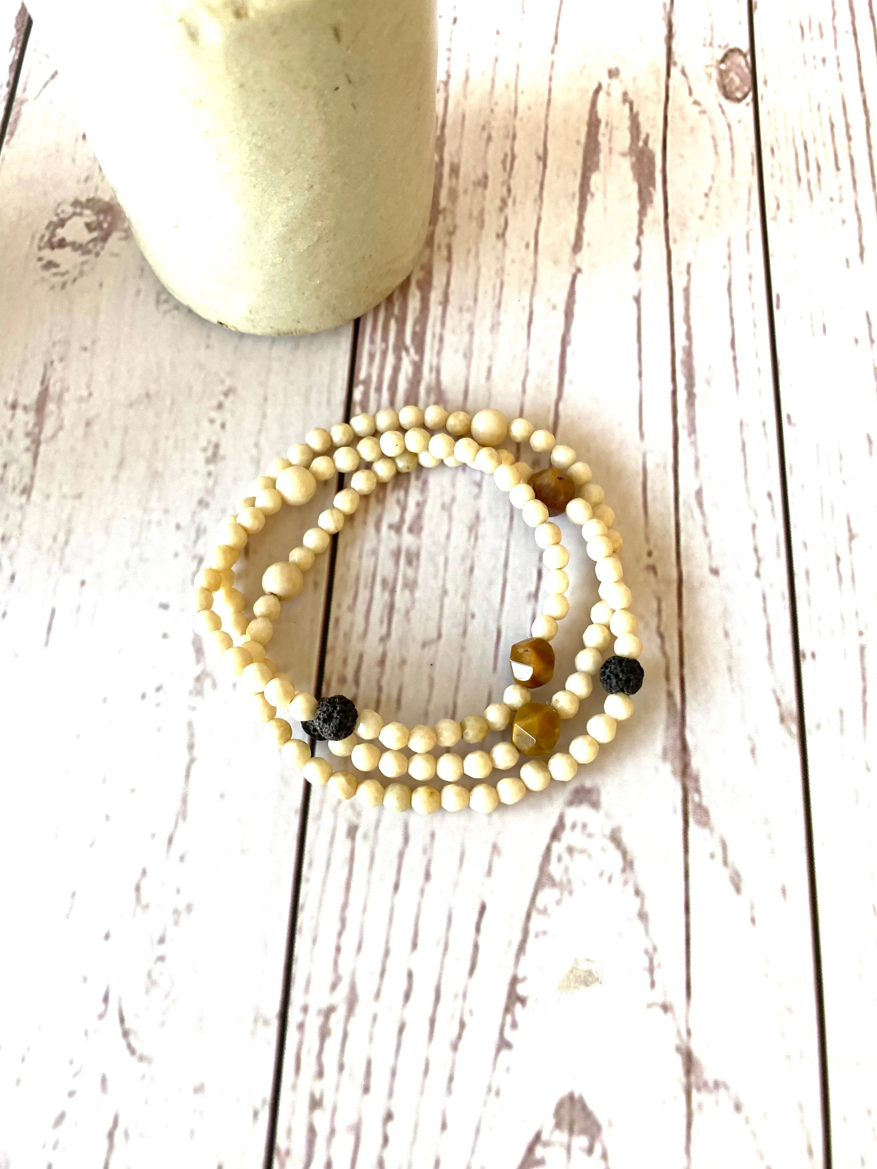 Fossilised Wood Crystal Anklet