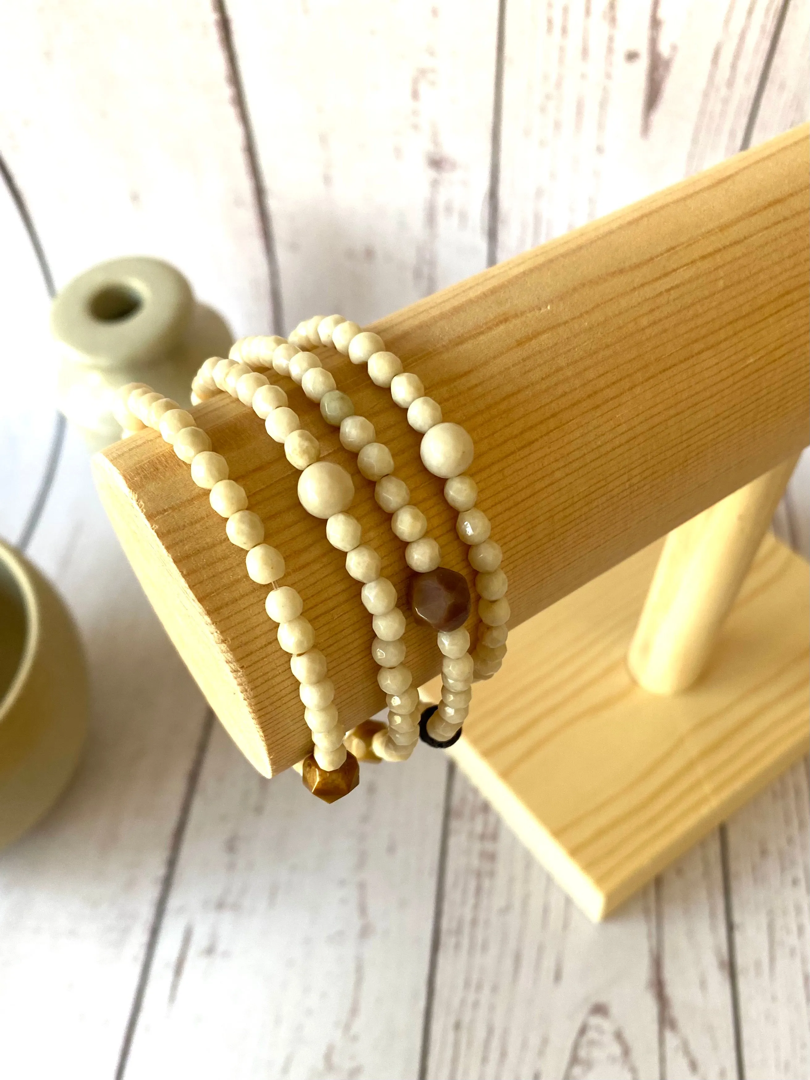 Fossilised Wood Crystal Anklet