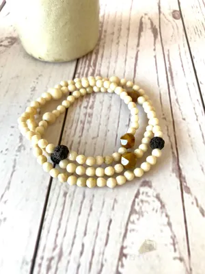 Fossilised Wood Crystal Anklet