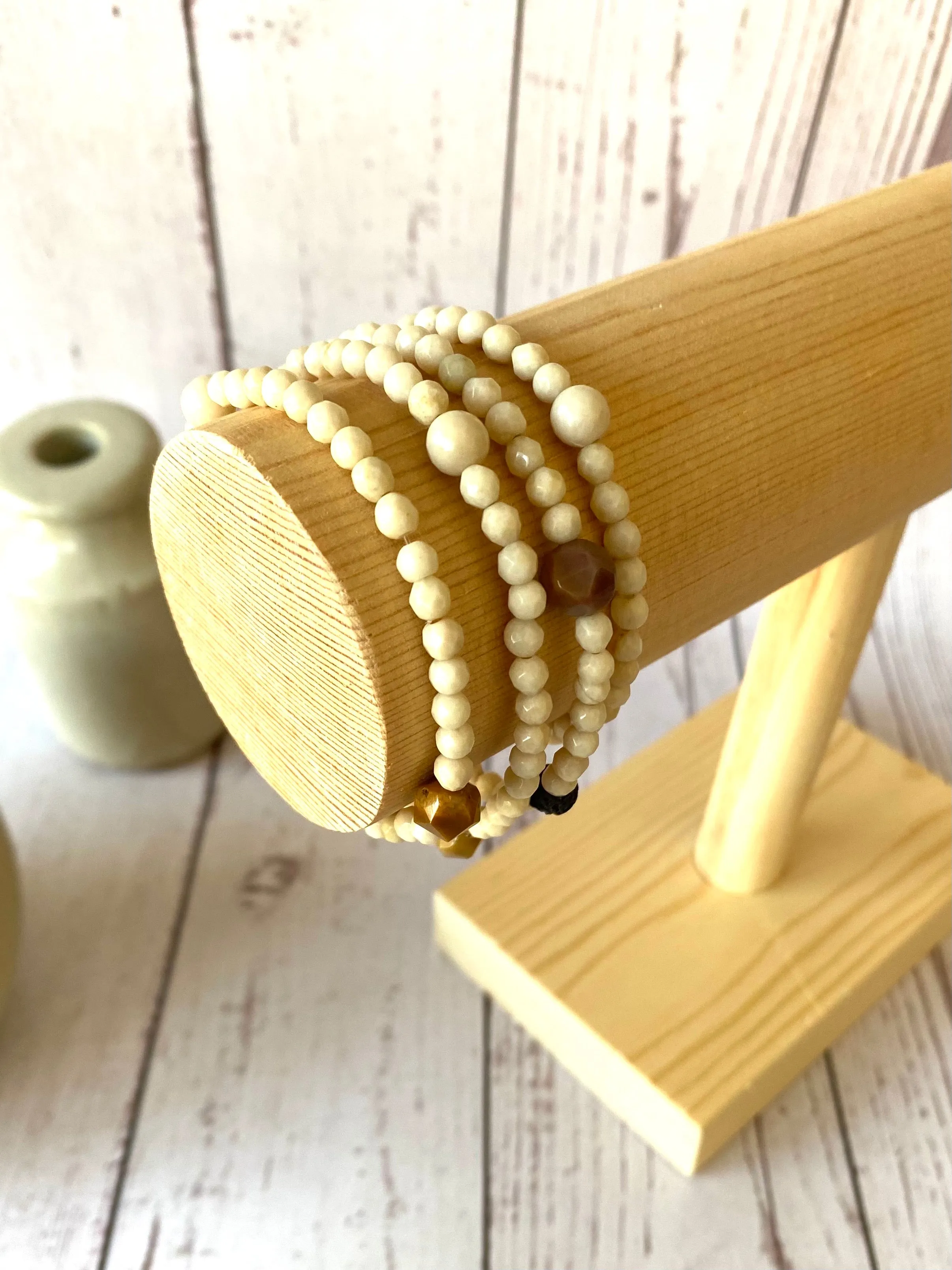 Fossilised Wood Crystal Anklet